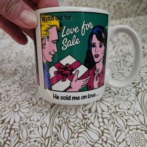 Applause coffee mug Watch out for Love for sale vintage 80s pop art